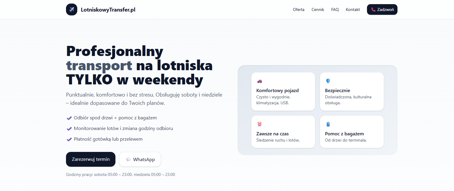 Podgląd strony LotniskowyTransfer.pl