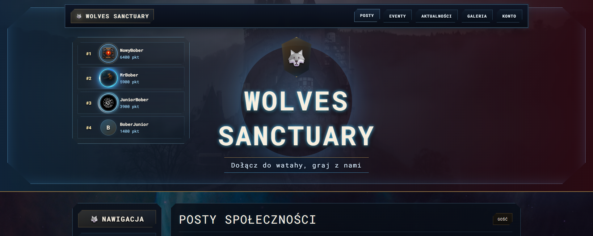 Podgląd strony Wolves